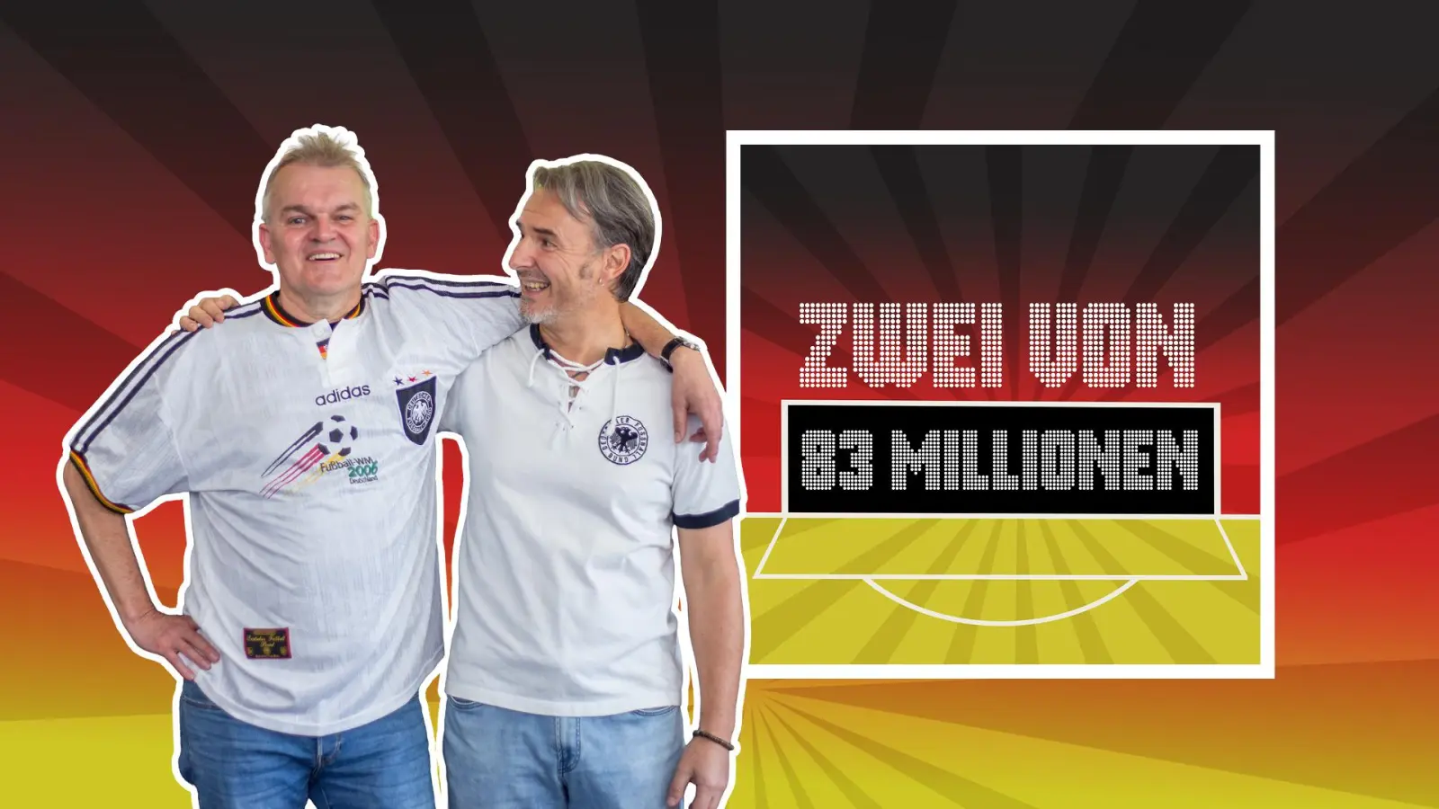 „Zwei von 83 Millionen”, der Nationalmannschafts-Podcast mit Stefan Puhane (rechts) und Josef Maier. (Bildmontage: Marina Gube, Noah Wegmüller-Kocher)