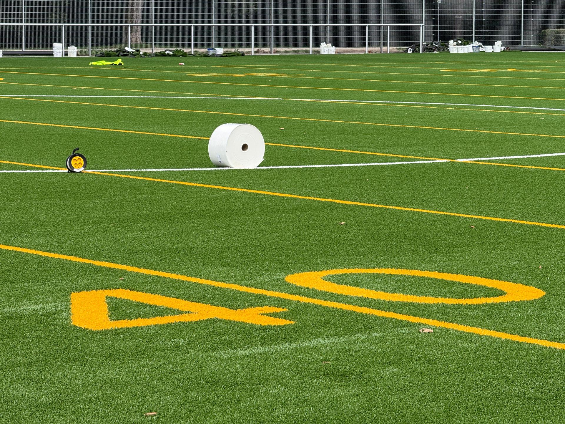 Die gelbe 40 ist eine der Markierungen, die man fürs American Football braucht:  (Bild: Petra Hartl)