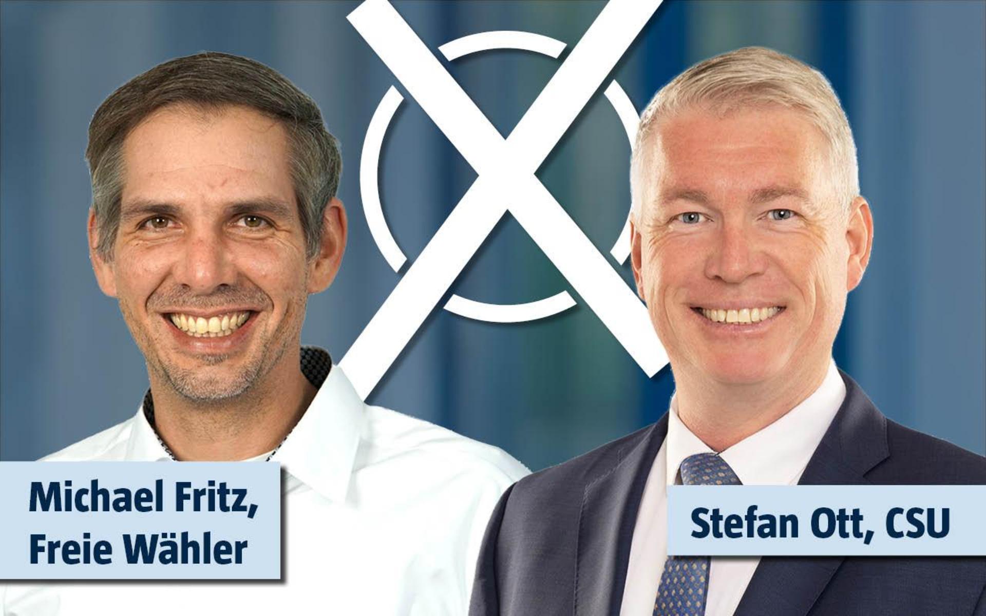 Amberg hat gewählt: Michael Fritz und Stefan Ott müssen in die Stichwahl. (Bildmontage: Christoph Würz, Michael Sommer, Marina Gube)