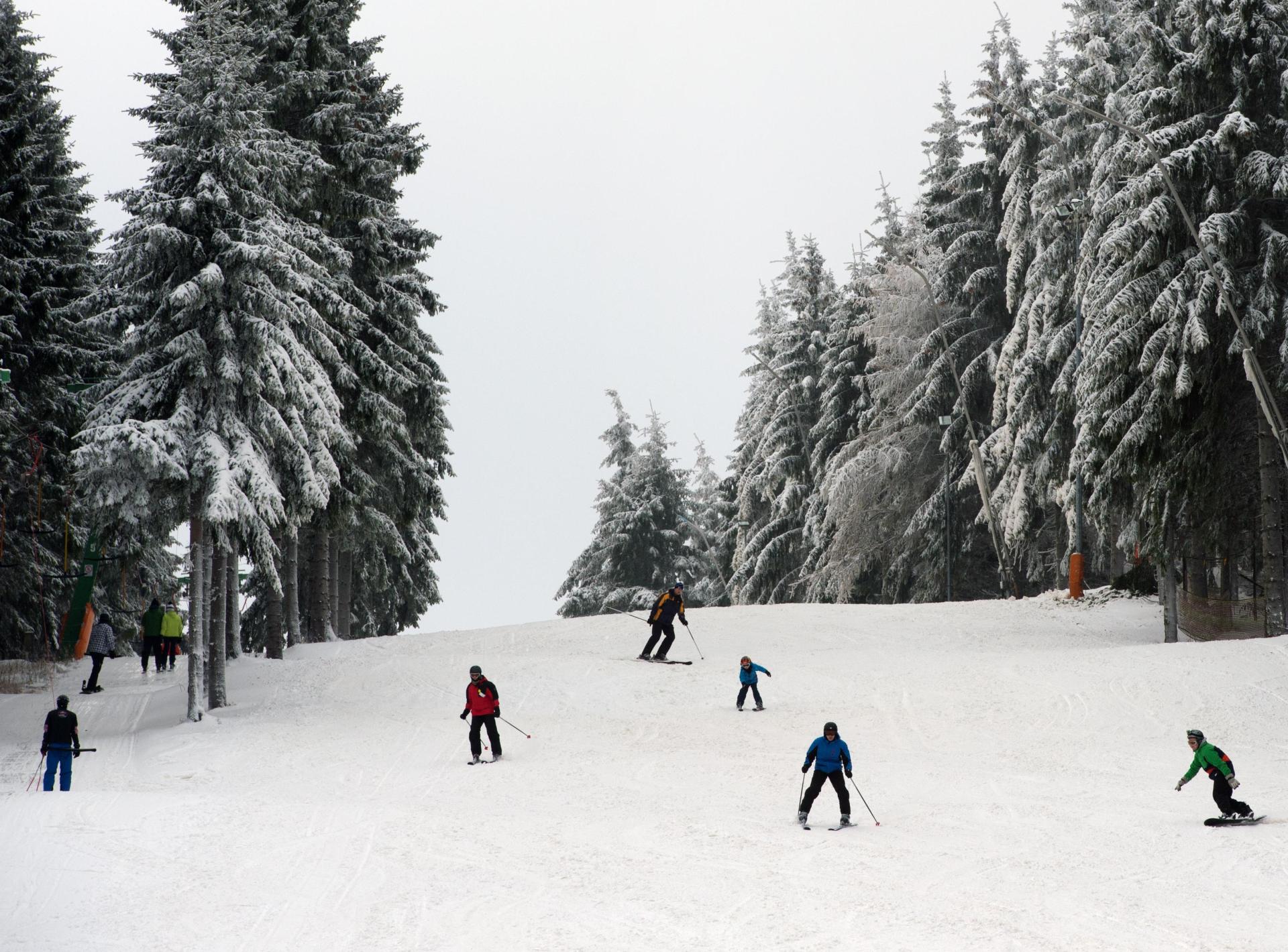 Bei einem Skiunfall am Großen Arber wird eine 25-jährige Frau aus dem Landkreis Amberg-Sulzbach leicht verletzt.  (Symbolbild: Arno Burgi/dpa )