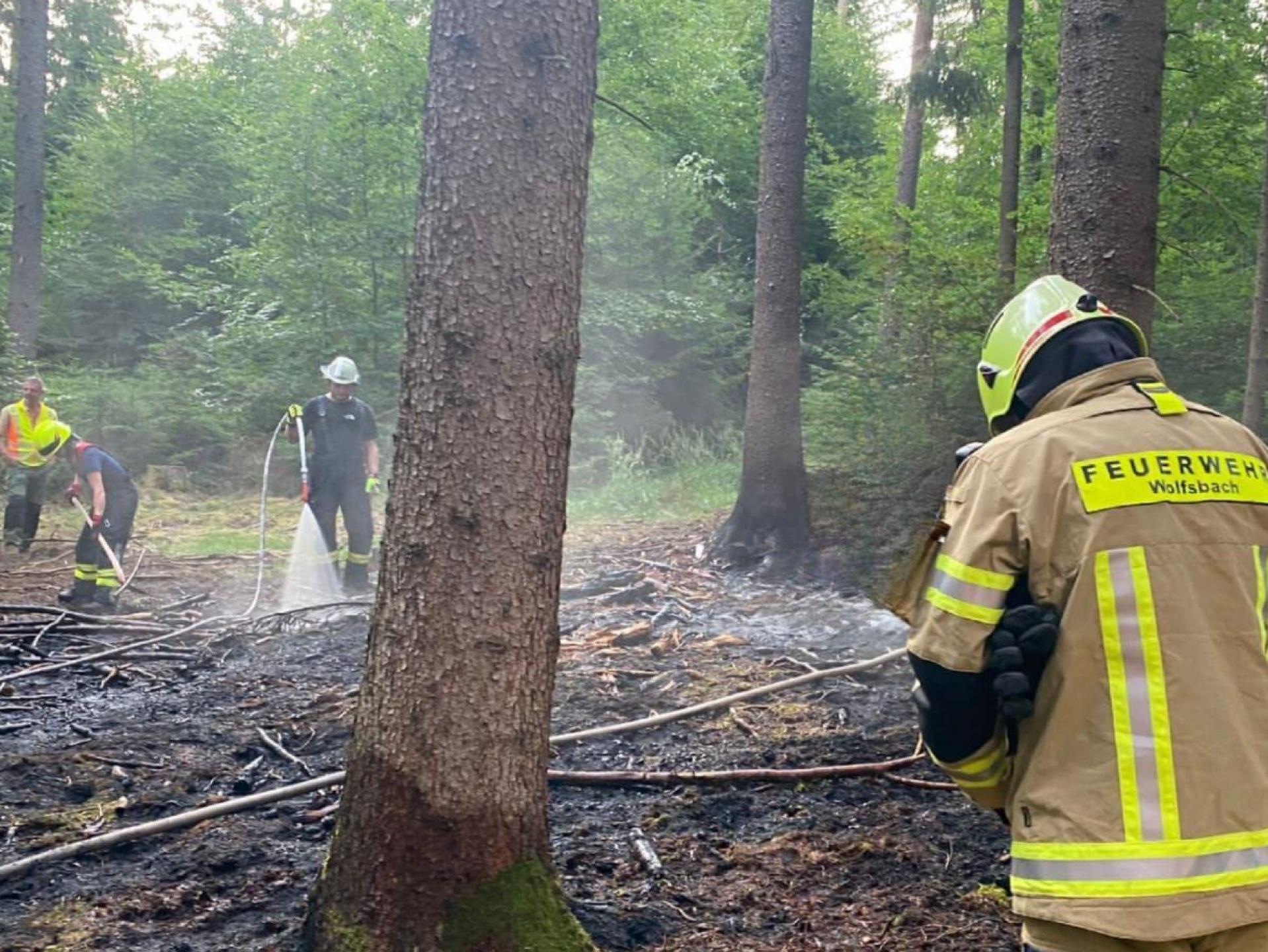 Dank eines Luftbeobachters wurde der Waldbrand bei Wolfsbach schnell entdeckt und gelöscht. (Bild: Feuerwehr Wolfsbach)