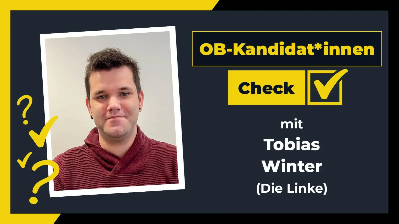 Tobias Winter (Die Linke) stellt sich den Fragen von Amberg24. (Bildmontage: Kira Lorenz / Marina Gube)