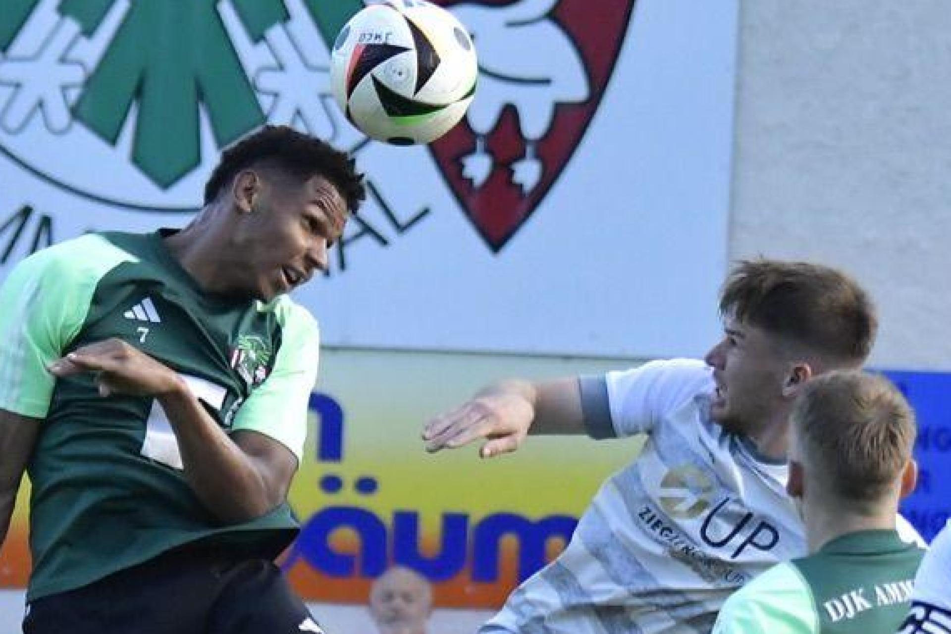 Die DJK Ammerthal (grüne Trikots) siegte gegen die SpVgg SV Weiden mit 2:0. (Bild: Ziegler)